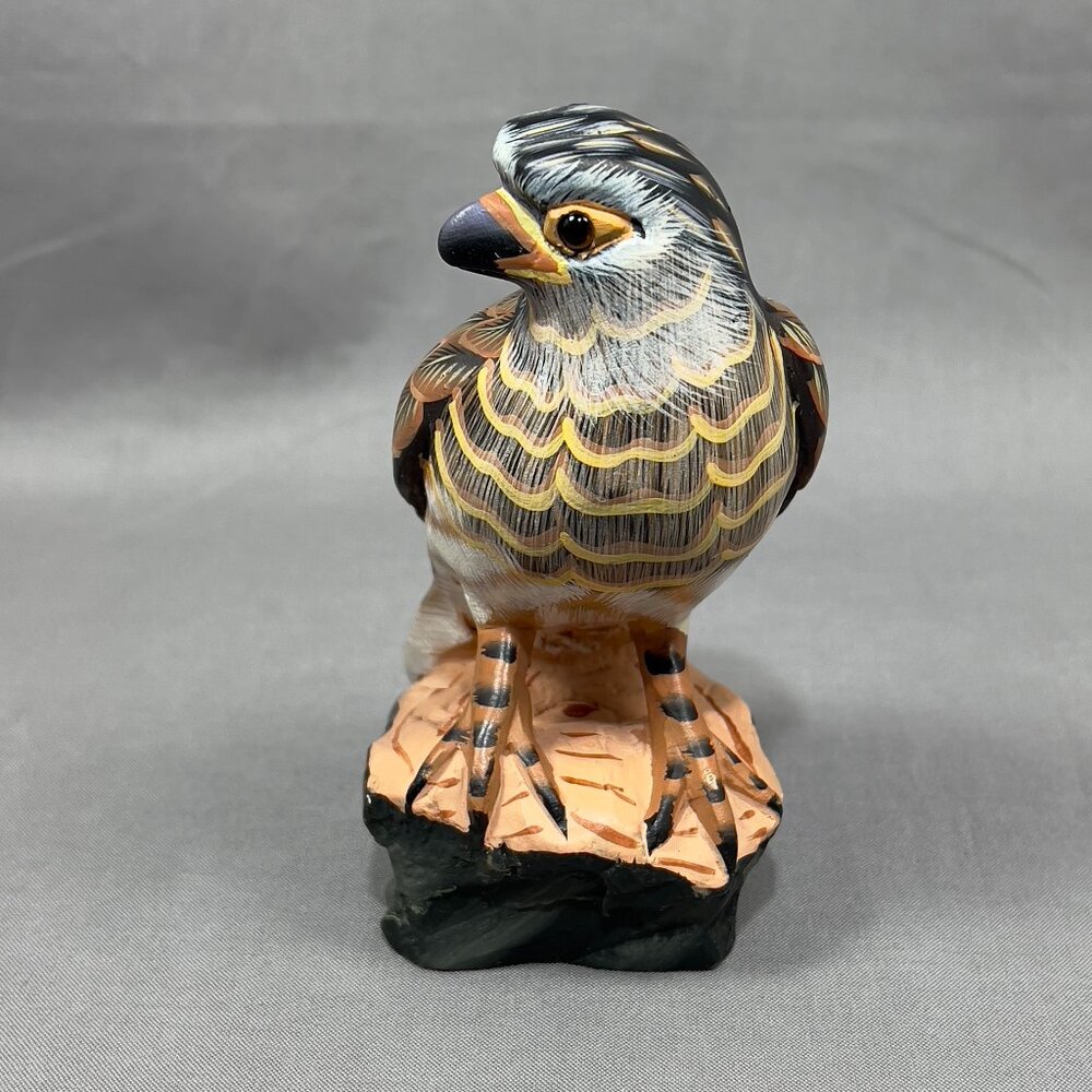 Vtg Action International Stone Art Hawk Falcon Bird Hand Painted Carved Figurine